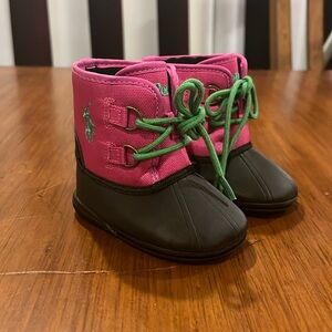 Polo Ralph Lauren Packer Baby Infant Crib Booties Shoes Boots Girls Size 2